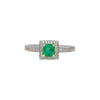0,61 Karat Smaragd & Diamant Quadratförmiger Ring in 14K Weißgold Größe 6,5
