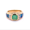 Bague en or jaune 14k avec émeraude colombienne de 0,76CT et opale incrustée