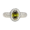 0,92 Karat Ovalschliff Grüner Diamant Statement Ring in 18k Weißgold
