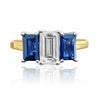 0,92 Karat GIA-zertifizierter Smaragdschliff-Diamant-Verlobungsring mit blauen Saphiren