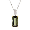 10.52 Carat Forrest Green Tourmaline Emerald Cut 18K Gold Pendant Necklace