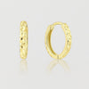 14K Gold Diamond Cut 13mm Huggie Hoop Earrings