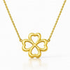14K Yellow Gold Four Heart Clover Pendant Necklace