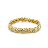 Bracelet en or bicolore 18k avec maillons, finition texturée et 1,30CTW en diamants