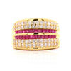 2.28 Carat Square Ruby & Diamond Channel Set 18K Gold Multi-Row Ring