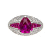 3.04ct Purplish Pink Trillion-Cut Ruby Diamond Cocktail Ring