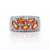 3.75 Carat Pear-Cut Orange Sapphire and Diamond Cluster 14K Gold Ring