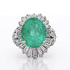 6.8 Carat Oval Cut Colombian Emerald and Diamond Platinum Ring