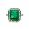 Bague Halo en or blanc 18K avec émeraude russe de 8 carats et diamants