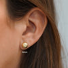 8mm Half Sphere Ball 14K Gold Diamond Cut Studs
