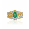 Bague empilable Art Déco en émeraude naturelle et diamant