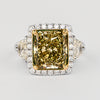 GIA Certified 6.07 Carat Radiant Cut Fancy Brownish Greenish Yellow Diamond Ring