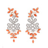 Marquise Coral, Pearl, And Diamond Floral Drop Earrings in 18k White Gold