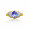 Oval Cut Tanzanite Evil Eye Ring in 14k Yellow Gold