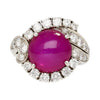 Vintage Estate 6,01 Karat unbehandelter Sternrubin & Diamant Platin Ring