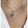 0.76 CTTW Green Diamond Floating Platinum Pendant 18k Gold Wheat Chain Necklace