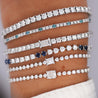 1-2 Carat Blue & White Lab Grown Diamond 4-Prong 14K White Gold Tennis Bracelet