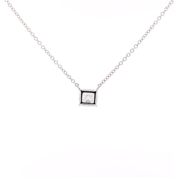 1 Carat Cushion-Cut Lab Grown Diamond Solitaire Pendant Necklace in 14K White Gold 16 Inch Chain