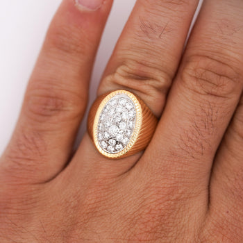 1 Carat Diamond Cluster Ribbed Dome 18K Gold Two Tone Ring – Assay Jewelers