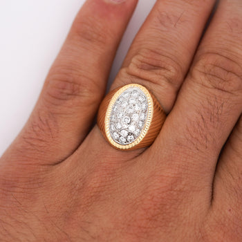1 Carat Diamond Cluster Ribbed Dome 18K Gold Two Tone Ring – Assay Jewelers