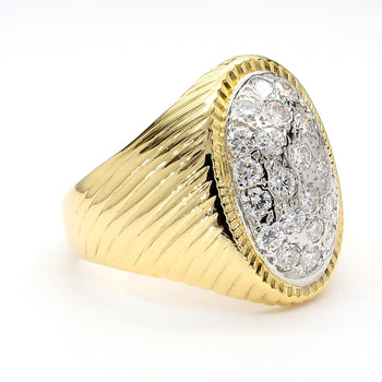 1 Carat Diamond Cluster Ribbed Dome 18K Gold Two Tone Ring – Assay Jewelers