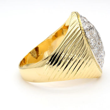 1 Carat Diamond Cluster Ribbed Dome 18K Gold Two Tone Ring – Assay Jewelers