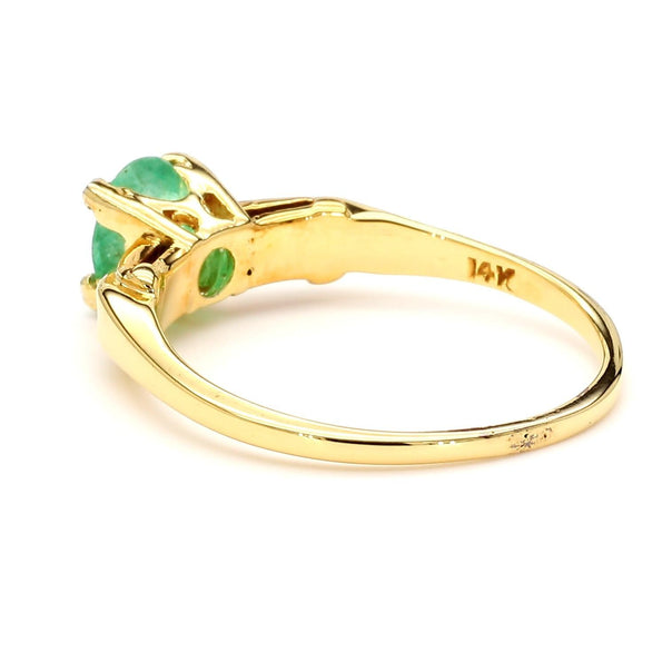 1 Carat Oval Cut Colombian Emerald 14K Gold Engagement Ring