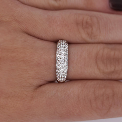 1 Carat Pave Diamond Dome Platinum Band Ring