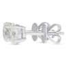 1 Carat Total Oval Cut 18K White Gold Solitaire 4-Prong Stud Earrings