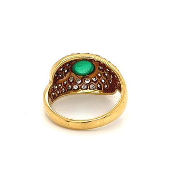 1 Carat Vintage Cabochon Cut Natural Emerald Ring in 18k yellow gold – Assay Jewelers