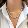 10-30 Carat Total Diamond 14K White Gold Graduating Riviera Tennis Necklace