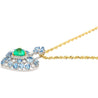 10 Carat Heart-Shape Colombian Emerald, Aquamarine, and Diamond 18K Necklace