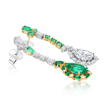 10 Carat Natural Emerald and Diamond Mirrored Drop Earrings in 18K Gold – Assay Jewelers