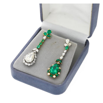 10 Carat Natural Emerald and Diamond Mirrored Drop Earrings in 18K Gold – Assay Jewelers