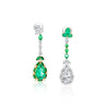 10 Carat Natural Emerald and Diamond Mirrored Drop Earrings in 18K Gold