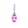 100 Carat Oval Cut Pink Kunzite with Aquamarine & Diamond Pendant in 18K White Gold