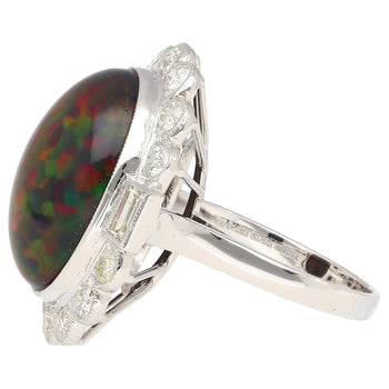 10.08 Carat Black Opal with Baguette and Round Diamond Halo Cocktail Ring – Assay Jewelers