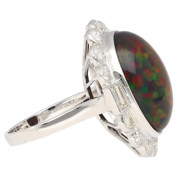 10.08 Carat Black Opal with Baguette and Round Diamond Halo Cocktail Ring – Assay Jewelers