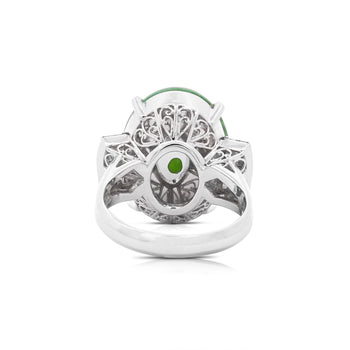 10.91 Carat Oval Jadeite Jade & Baguette Diamond Platinum Filigree Ring – Assay Jewelers