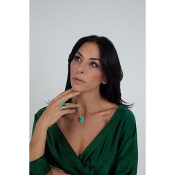 Pendentif en platine avec émeraude colombienne de 11,54 carats et diamants baguette – Assay Jewelers