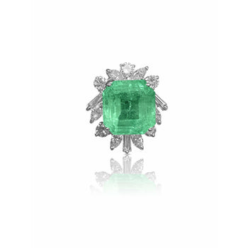 Pendentif en platine avec émeraude colombienne de 11,54 carats et diamants baguette – Assay Jewelers