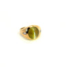 12 Carat Chrysoberyl Cats Eye Mens Ring With Baguette Diamond Sides in 18K Gold