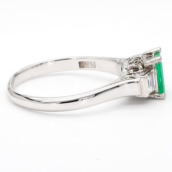 1/2 Carat Emerald and Baguette Diamond 3 Stone Platinum Ring – Assay Jewelers