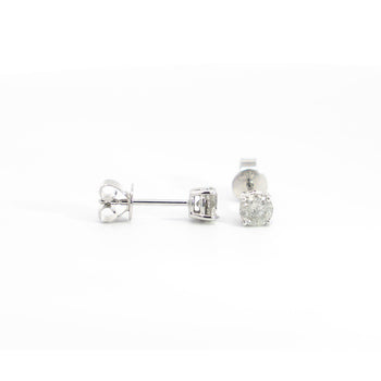 1/2 Carat Natural Diamond 4-Prong Basket Stud Earrings In 14K White Gold – Assay Jewelers