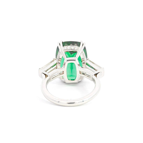 12.68 Carat Zoisite Green Tanzanite & Diamond Ring in Platinum 950 | IGI Certified