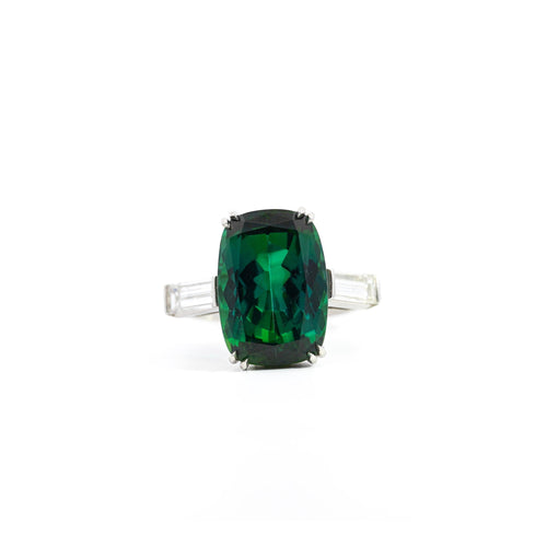 12.68 Carat Zoisite Green Tanzanite & Diamond Ring in Platinum 950 | IGI Certified