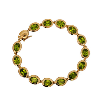 14 Carat Oval Bezel Set Peridot 14K Gold Link Bracelet 7" – Assay Jewelers