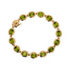 14 Carat Oval Bezel Set Peridot 14K Gold Link Bracelet 7"
