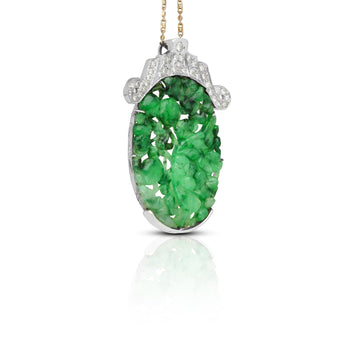 14 Karat White Gold Carved Grade "A" Jadeite Jade Pendant Necklace – Assay Jewelers