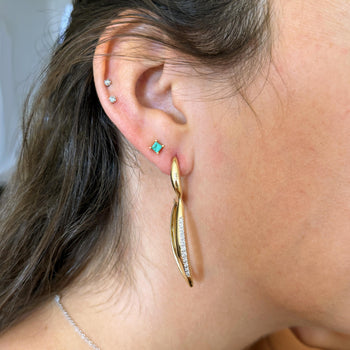 14K Gold Open Twisted Drop Earrings With Diamond Pave - Made in Italy – Assay Jewelers